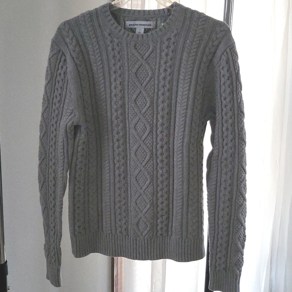 Amazon Essentials Men's Crewneck Cable Cotton Sweater